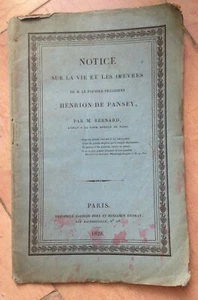 1829 Notiz über das Leben und die Werke von Herrn Le Premier Pdt HENRION DE PANSEY E.O. - Bild 1 von 2