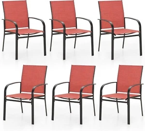 Patio Dining Chairs Set of 6 Outdoor High Back Metal Armchairs for Yard Garden - Picture 1 of 7