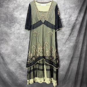 Hopeless Romantic VTG 20's Inspired Tea Dress Size XL Black Lace Overlay Titanic - Picture 1 of 12