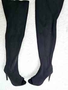 LILIANA WOMEN'S KNEE HIGH STILETTO STRETCH BOOTS-BLACK-SZ US 9 - Picture 1 of 9
