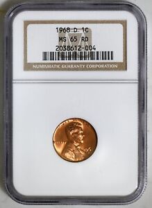 1968 D Lincoln Cent Penny NGC  Cert MS 65 RD Soap Box Holder ~ Stunning Coin!