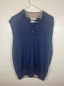 Peter Millar 1/4 Zip Vest Men’s Size Large Navy 100% Merino Wool - Picture 1 of 3
