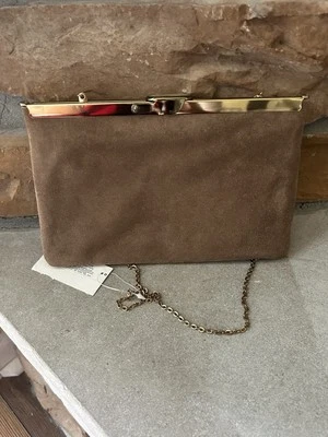 Bolso sin asas Etra años 60 'Cafe Au Lait' gamuza genuina de colección cadena de metal nuevo con etiquetas Foto 1 de 4