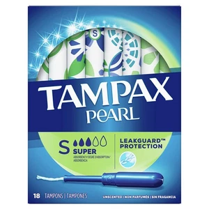 Tampax Pearl Plastic Super Absorbency Unscented Tampons 18 Count - Picture 1 of 24