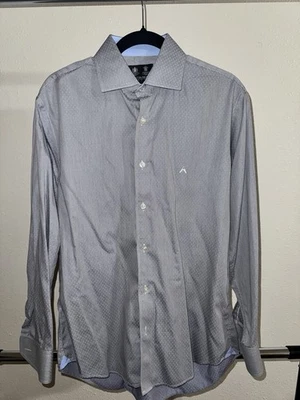 Camisa de vestir Austin Reed, talla 16, estampado gris. Algodón Pima. Foto 1 de 4