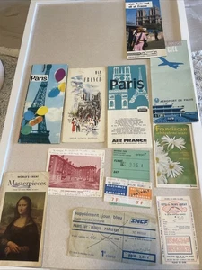 Vintage 1960’s Paris France Travel Ephemera Brochures Maps Air France Tickets - Picture 1 of 5