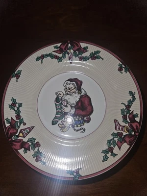 Fitz & Floyd Christmas Santa's List Set Of 4 Saucers - Image 1 of 4