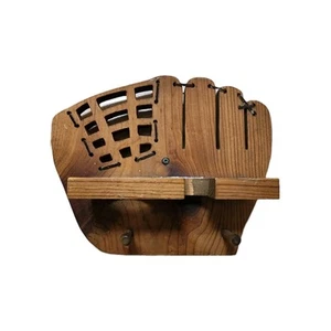 Handcrafted Wooden Baseball Glove Wall Mount Bat Ball Cap Holder Display Rack - Bild 1 von 4