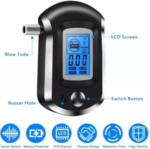 Digital LCD Portable Breath Alcohol Tester Breathalyzer Analyzer Police Detector - Picture 1 of 11