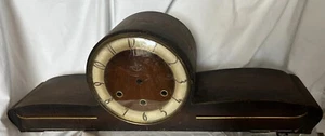 Anker Antique German Art Deco Large MCM Oak Mantel Shelf Clock Germany parts - Picture 1 of 12