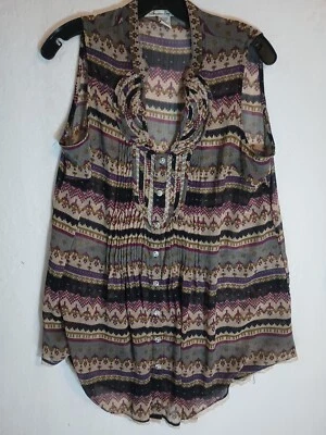 American Rag Women's Sleeveless Sheer Button Front Blouse Size 0X - Изображение 1 из 4