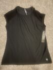 Yogo Black Workout Shirt With Lace Sleeves NWT Sz L