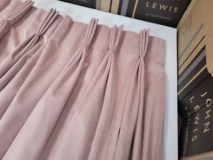 John Lewis MTM W95 x D282cm Knitted Velvet Pinch Pleat Curtains RRP £658 - Picture 1 of 15