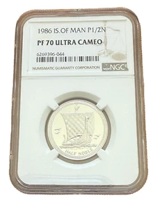 Isle of Man 1986 Platinum 1/2 oz 1/2 Noble NGC PF70UC - Picture 1 of 2