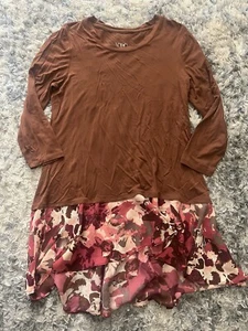 logo by lori goldstein braun Blumen Chiffon Tunika Bluse Gr. Small Art To Wear - Bild 1 von 4