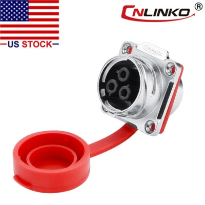 3 Pin Power Circular Connector Female Socket Outdoor Waterproof IP67 Heavy Duty - Image 1 of 4