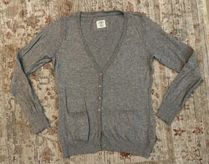 L.O.G.G. H&M graue Strickjacke Baumwolle Wolle V-Ausschnitt klassisch geknöpft Damen Large gebraucht, in einwandfreiem Zustand - Bild 1 von 7