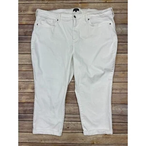 NYDJ Chloe Skinny Capri Jeans 22W White Cuffed Cropped Pants - Picture 1 of 8
