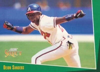 #084 ATLANTA BRAVES # DEION SANDERS - CF # BASEBALL CARD SCORE SELECT MLB 1992 - Photo 1/2