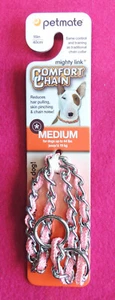 Petmate Comfort Choke Chain Dog Collar with Pink Woven Nylon Size Medium 16" - Picture 1 of 1