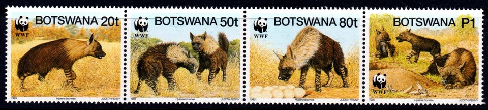 Botswana 1995 Hyaena brunnea - WWF Complete Mint MNH Set Strip SC 586 - image 1 of 1