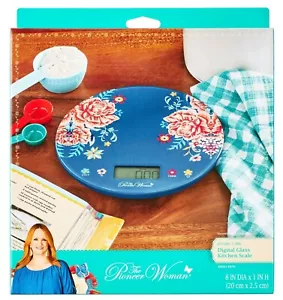 Pioneer Women Keepsake Floral Digital Glass Blue Round Kitchen Scale - Picture 1 of 7