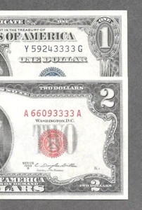 1935E + 1953B -(2) $1 + $2 *Fancy Matching Solid 4 of A Kind Poker # 3333* Notes - Picture 1 of 3
