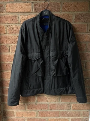 Chaqueta de bombardero Paul Smith Jeans para hombre negra arrugada forrada de lana talla XL Foto 1 de 4