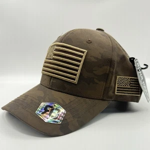 Runs Deep Tactical Camo Baseball Cap American Flag Embroidered Adjustable Hat - Picture 1 of 8