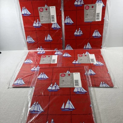 5 Vintage American Greetings Gift Wrap Sailing Sail Boats Wrapping Paper Craft - Image 1 of 4