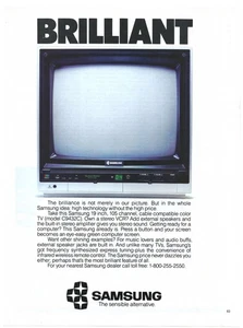 Vintage Print Ad Samsung C9432C 19 Inch 105 Channel Cable Compatible TV - 1985 - Picture 1 of 5