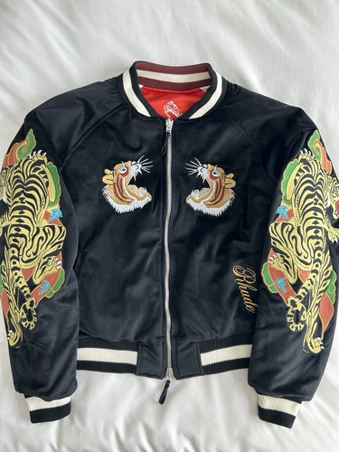 Rhude Souvenir Giacca Reversibile Ricamata Tigre Serpente Teschio Taglia Media