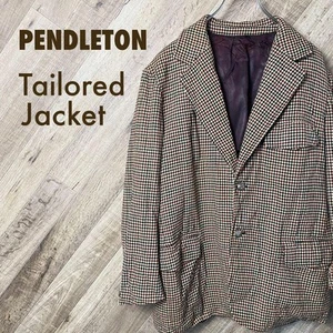 PENDLETON Tailored Jacket Pure Virgin Wool Houndstooth No size indicated Ivory  - Picture 1 of 14