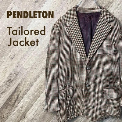 PENDLETON Tailored Jacket Pure Virgin Wool Houndstooth No size indicated Ivory  - Image 1 of 4