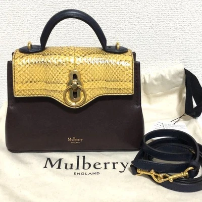 Mulberry Mini Seton 2way Bicolor Handbag Shoulder Bag Brown Yellow Leather - Image 1 of 4
