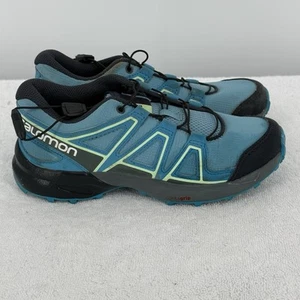 Salomon SpeedCross Blue/Gray Trail Running Shoes Quick Lace Low Top Youth Sz 2 - Picture 1 of 6