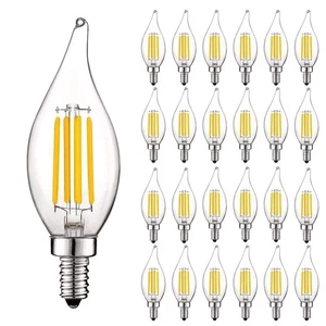 Luxrite Candle LED Bulb 550 Lumens 3500K 5W Dimmable UL E12 Flame Tip 24-Pack - Picture 1 of 7