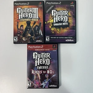 Guitar Hero PS2 Juego Lote Paquete Smash Hits, Leyendas, Años 80 CIB USADO EN EXCELENTE ESTADO - Imagen 1 de 7