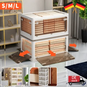 Stapelbox Faltbare 30-135L Aufbewahrungsbox mit Deckel Groß mit Türen & Rädern - Bild 1 von 14