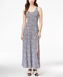 Maxi vestido para mujer Michael Kors sin mangas azul estampado ranura lateral poliéster talla XS - Imagen 1 de 20
