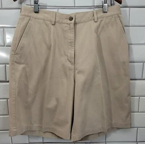L.L.Bean Vintage Ladies Tan Khaki Bermuda Style Shorts Flat Front Pockets... - Picture 1 of 4