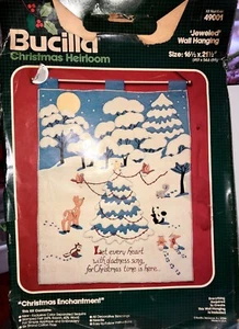 Bucilla Christmas Heirloom #49001 Christmas Enchantment Jeweled Wall Hanging Kit - Picture 1 of 10