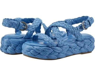 NWOB Marc Fisher Genie Platform Sandals Sz 6.5M Blue Braided Straps Wedge Heel - Image 1 of 4