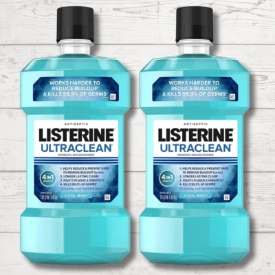 Pack of 2: Listerine Ultraclean Antiseptic Mouthwash, Cool Mint, 1 L Each - Image 1 of 4