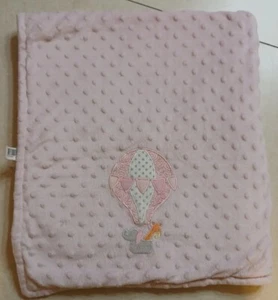 Blankets & Beyond Baby Blanket Pink Minky Fleece Hot Air Balloon - Picture 1 of 4