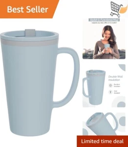 16oz Insulated Travel Mug BPA-Free Double Wall Handle Leak Proof Dishwasher Safe - Picture 1 of 9