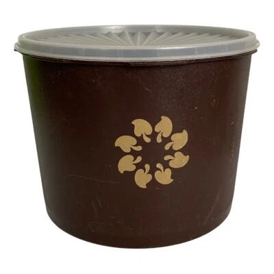 Tupperware Brown Servalier Canister com White LId 1626-1 Vintage Antigo Antigo - Imagem 1 de 4