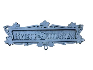 Antiker Briefschlitz Briefeinwurf Briefklappe Guss Briefe / Zeitungen Jugendstil - Bild 1 von 5
