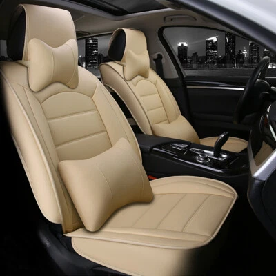 Car Seat Covers for Land Rover 2-seats Headrest+Pillows Cushion 005 Beige - Imagem 1 de 4