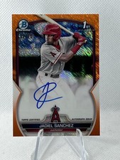 Jadiel Sanchez - 2023 Bowman Chrome Orange Shimmer Refractor Auto /25 1st Bowman